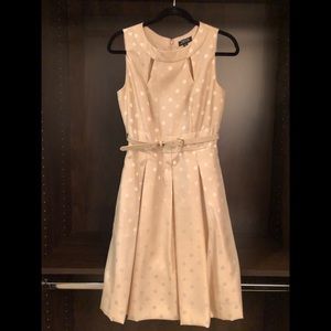 Tahari nude dress with polka dots
